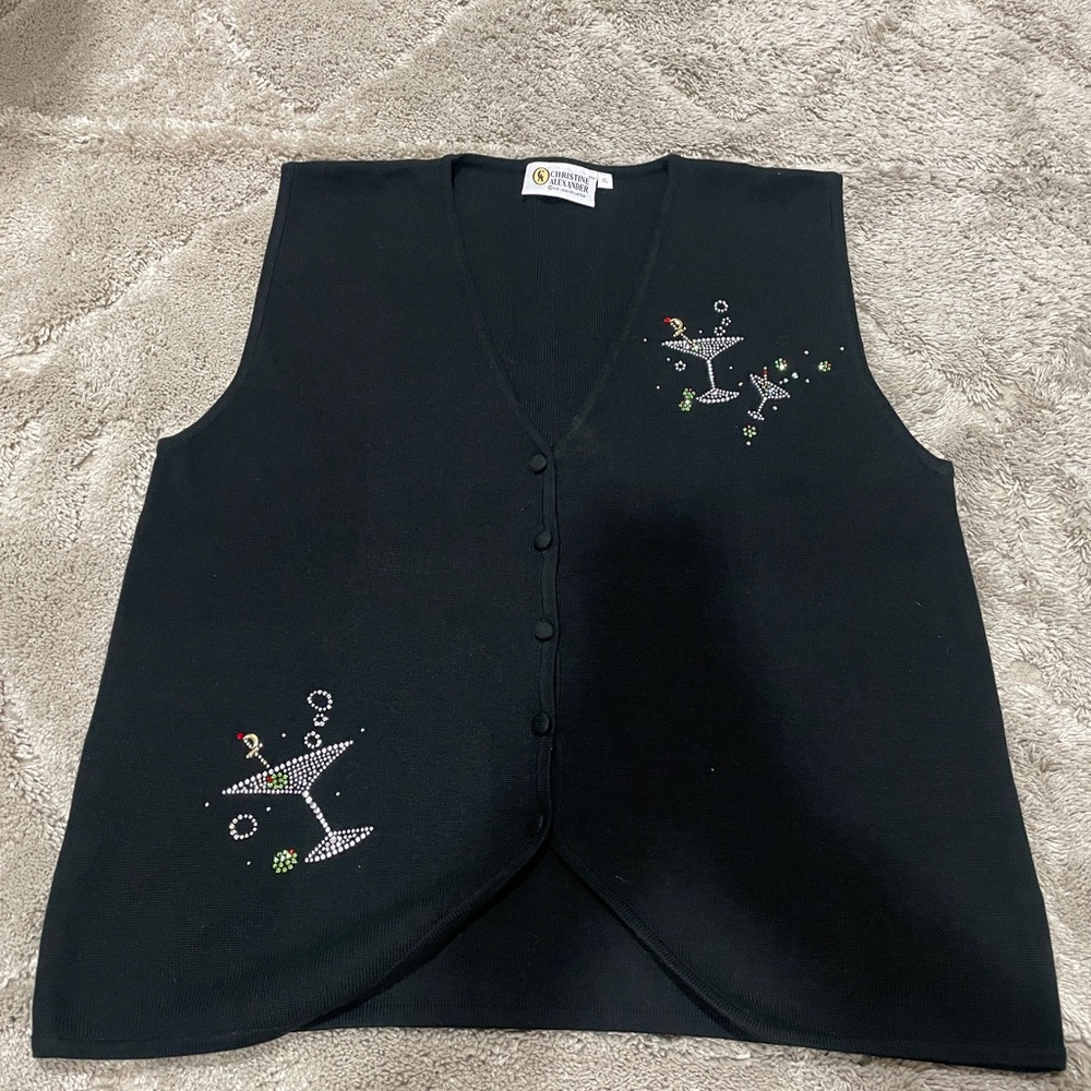 Christine Alexander Vintage Cocktail Martini Rhinestone Vest